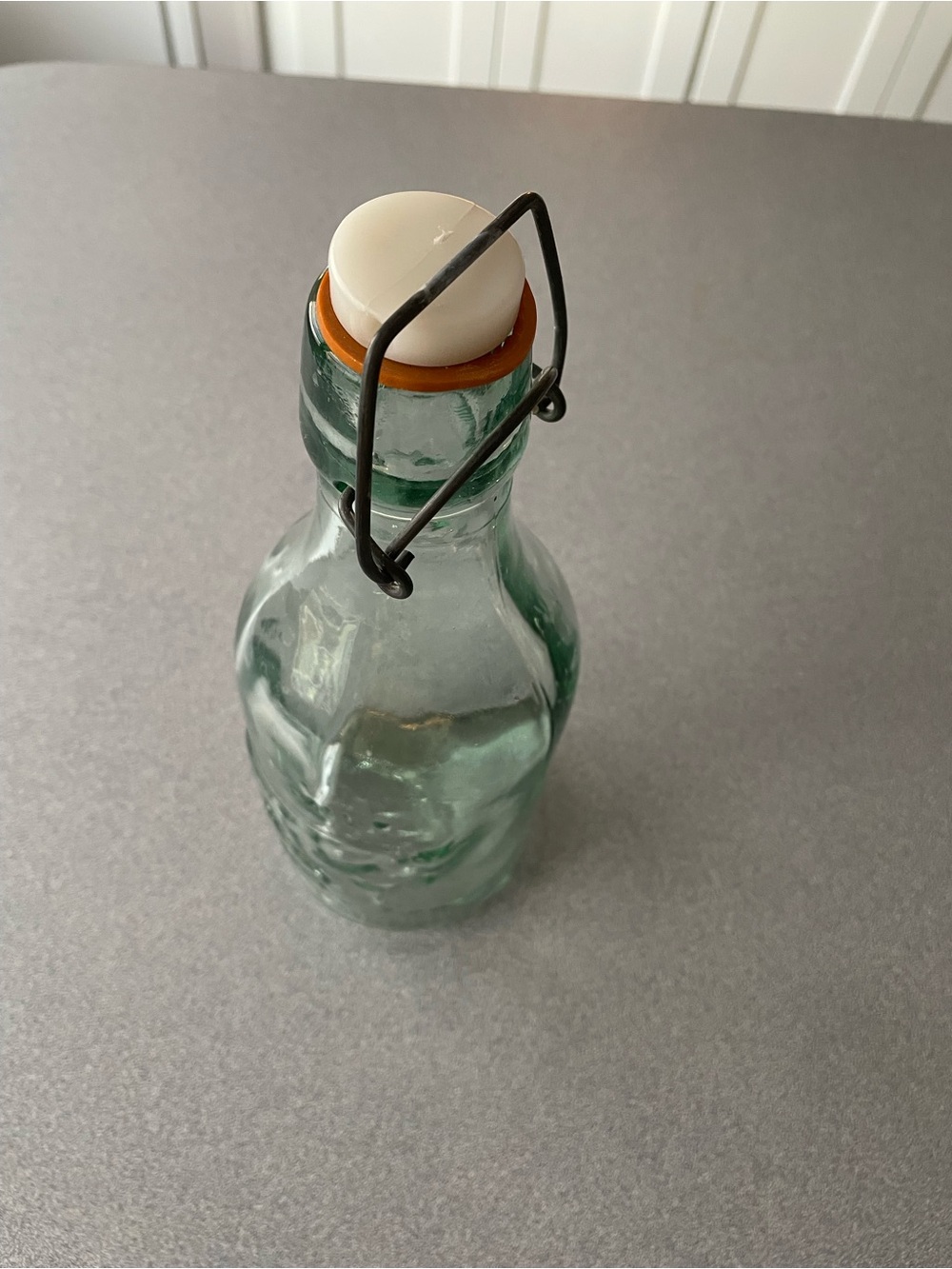 Vintage Milk Aqua Glass Swing-Top Bottle with farmer milking cow - Picture 5 of 8